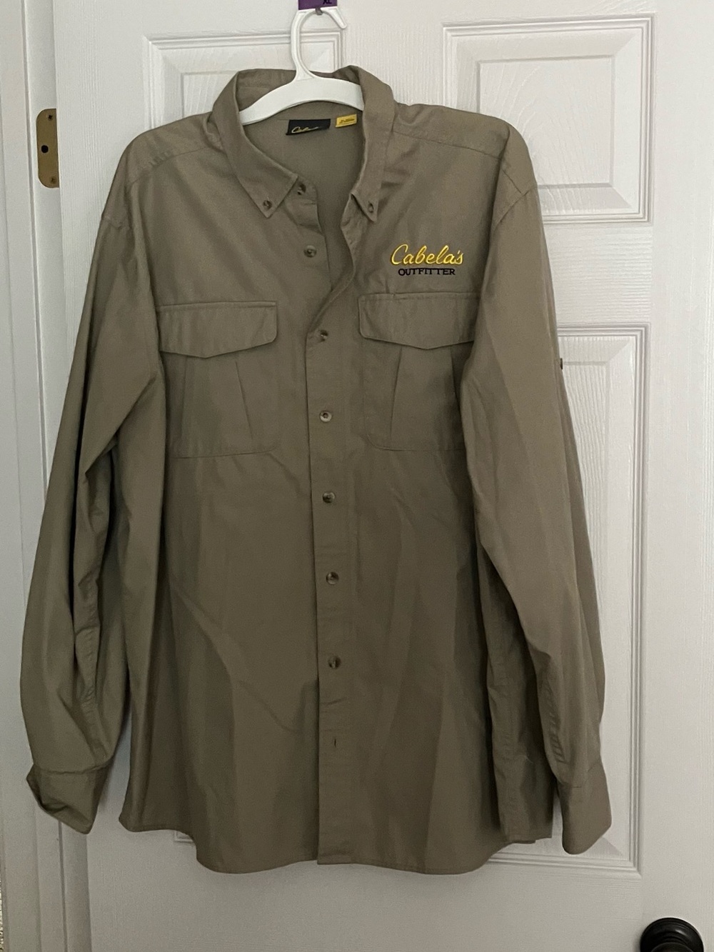 Cabelas Outfitter Series Mens XL Beige Long Sleeve Button Hunting Outdoor Chor